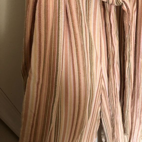 American Eagle Striped Tie Front Halter Jumpsuit button detail wide leg - Picture 10 of 13